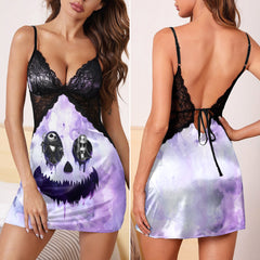 Purple Face Art Women's Back Lace Babydolls Nightgowns