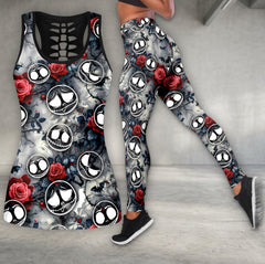 Smoke Skull Rose Pattern Tanktop and Leggings