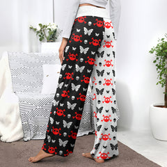 Dark Symmetry Crimson Flutter Women's High-waisted Wide Leg Pants