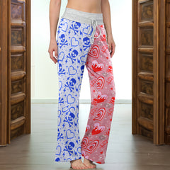 Electric Heart Skull Mix Women's High-waisted Wide Leg Pants