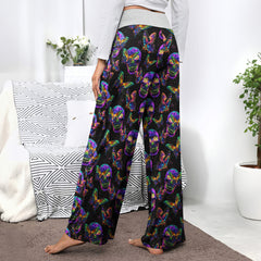 Abstract Skull Butterfly Women's High-waisted Wide Leg Pants