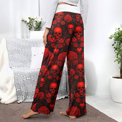 Skulls & Wicked Wings Women's High-waisted Wide Leg Pants