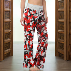 Crimson Chaos Skull Butterfly Women's High-waisted Wide Leg Pants