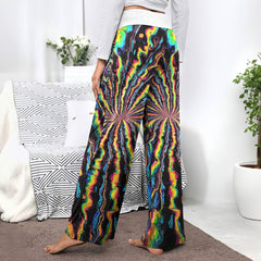 Rainbow Melt Face Women's High-waisted Wide Leg Pants