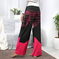 Pink Couple Art Women's High-waisted Wide Leg Pants