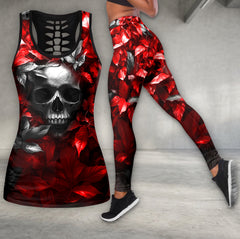 Red Leaf Skull Art Tanktop and Legging