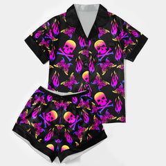 Chic and stylish women's pajama set with unique design prints and statement sleeves, Soft and luxurious fabrics make this pajama set perfect for bedtime or lounging at home.