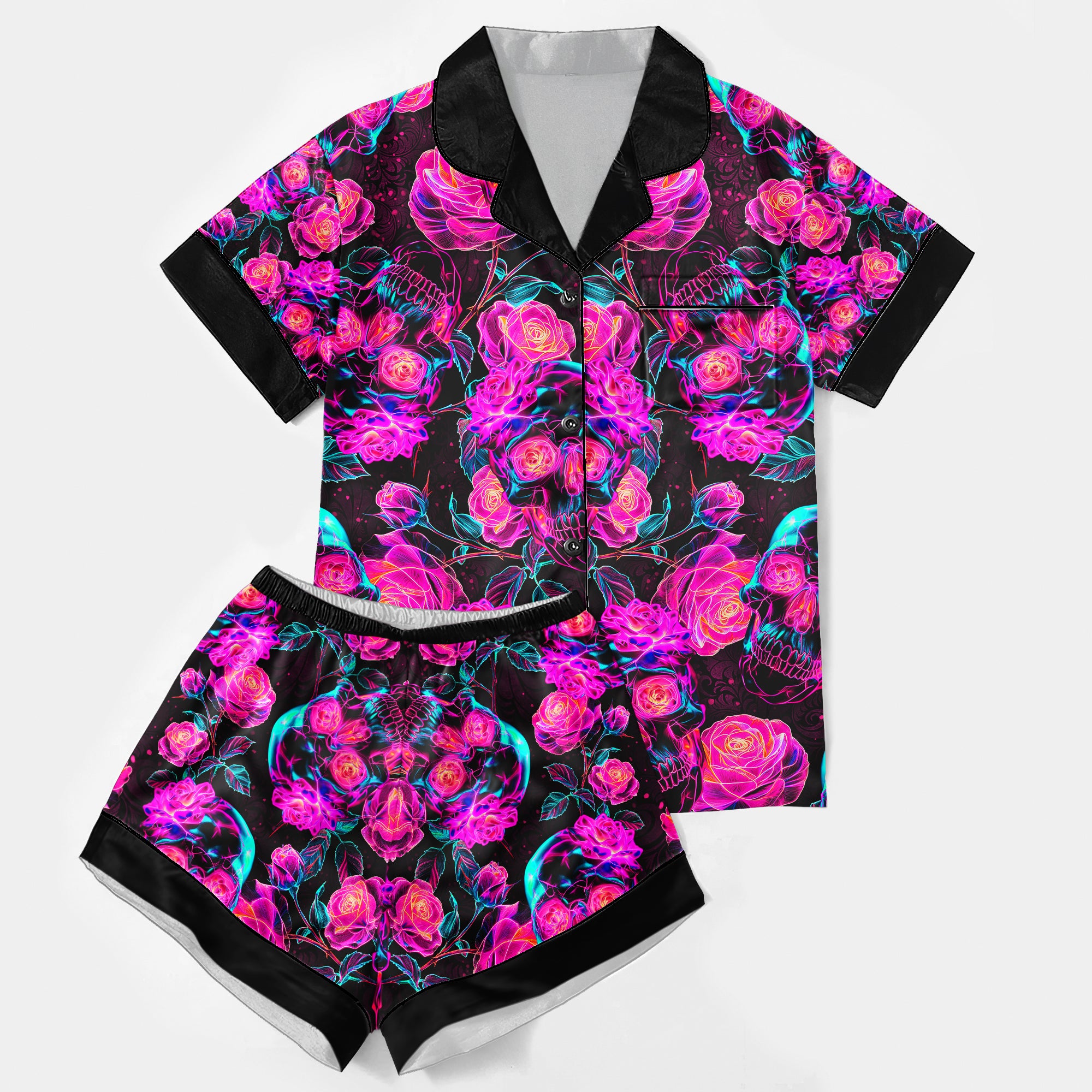 Chic and stylish women's pajama set with unique design prints and statement sleeves, Soft and luxurious fabrics make this pajama set perfect for bedtime or lounging at home.