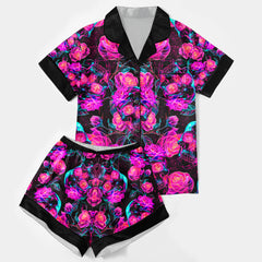 Chic and stylish women's pajama set with unique design prints and statement sleeves, Soft and luxurious fabrics make this pajama set perfect for bedtime or lounging at home.