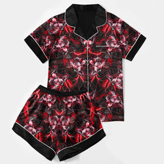 Chic and stylish women's pajama set with unique design prints and statement sleeves, Soft and luxurious fabrics make this pajama set perfect for bedtime or lounging at home.