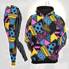 Pattern Nightmare Theme Combo Hoodie and Leggings - Dark and edgy matching set with skull designs for a unique and stylish look.