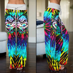 TieDye Rainbow Nightmare Theme Women's High-waisted Wide Leg Pants | Wonder Skull