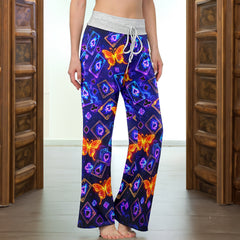 Neon Ethereal Butterfly Gamble Women's High-waisted Wide Leg Pants