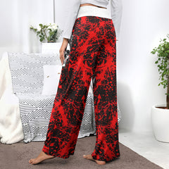 Red Skull Rose Art Women's High-waisted Wide Leg Pants