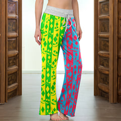 Twisted Geometry Skull Diamond Women's High-waisted Wide Leg Pants