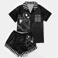 Shadow Skeleton Art Women's Pajama Sets Top Sleeve & Short Bottom