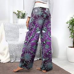 Purple Mist Skull Realm Women's High-waisted Wide Leg Pants