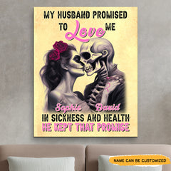 My Husband's Promise - Custom Personalized Names Gothic Skull And Roses Canvas
