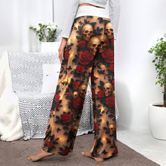 Skull Garden Obsession Women's High-waisted Wide Leg Pants