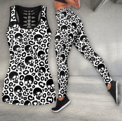 Grunge Leopard Skull Texture Tanktop and Legging