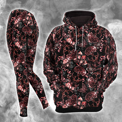 Skull Abstract Effect Butterfly Combo Hoodie and Leggings - Dark and edgy matching set with skull designs for a unique and stylish look.