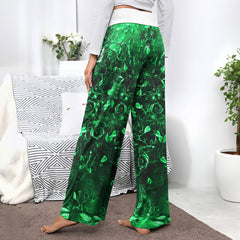 Green Skull Thorns Women's High-waisted Wide Leg Pants
