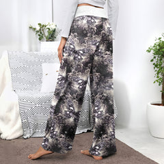 Galaxy Buterfly Skull Pattern Women's High-waisted Wide Leg Pants