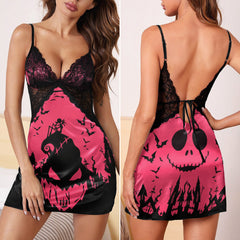 Pink Moon Art Women's Back Lace Babydolls Nightgowns