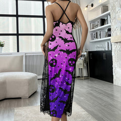 Purple Night Skull Pattern Women's Lace Cami Sleepwear