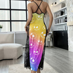 Rainbow Skull Pattern Women's Lace Cami Sleepwear