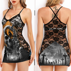 Orange Inferno Couple Women's Black Lace Cami Dress Babydolls Nightgowns
