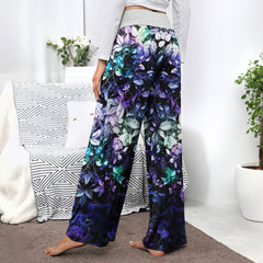 Abstract Skull Leaf Women's High-waisted Wide Leg Pants | Wonder Skull