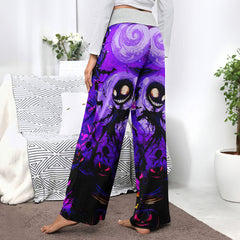 Purple Dance Skeleton Women's High-waisted Wide Leg Pants | Wonder Skull