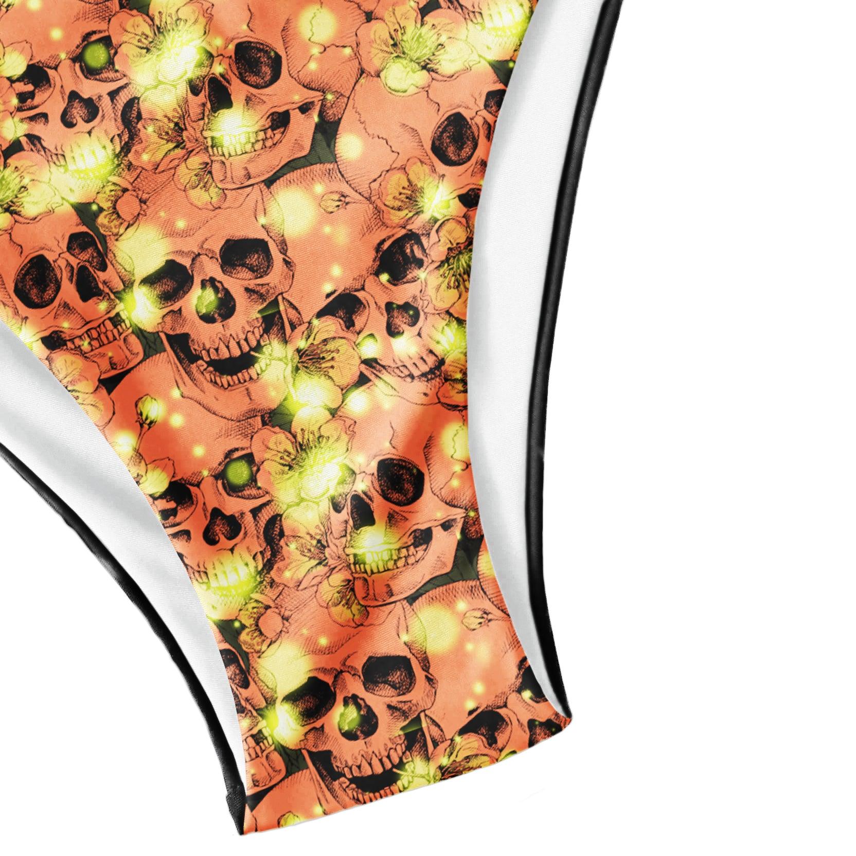 Sparkling Yellow Skull Micro Triangle Bikini Swimsuit - Wonder Skull