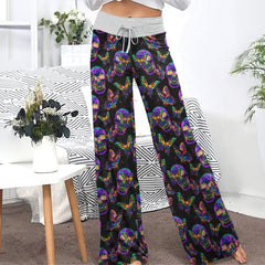 Abstract Skull Butterfly Women's High-waisted Wide Leg Pants