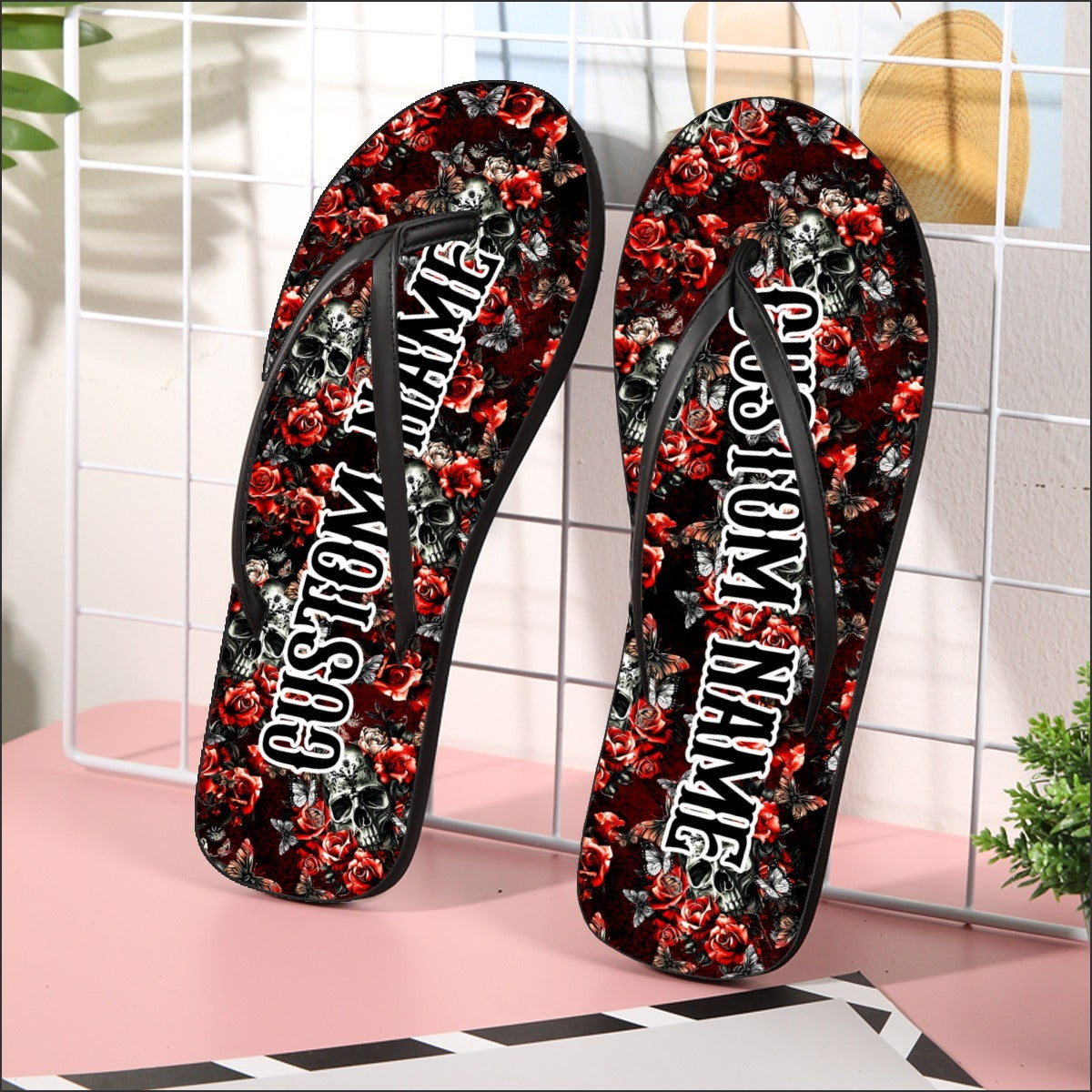 Image of a pair of beach flip flops with a sleek design, featuring a comfortable yoga mat footbed, non-slip sole, and water-friendly materials. Perfect for summer outings, beach walks, and casual occasions.