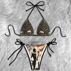 Vintage Grunge American Skeleton Micro Triangle Bikini Swimsuit