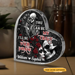My You - Customized Skull Couple Crystal Heart Anniversary Gifts