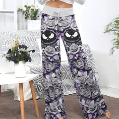 Violet Curse Gothic Skull Women's High-waisted Wide Leg Pants