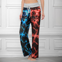 Eternal Flame Skull Art Women's High-waisted Wide Leg Pants