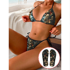 Image of a pair of beach flip flops with a sleek design, featuring a comfortable yoga mat footbed, non-slip sole, and water-friendly materials. Perfect for summer outings, beach walks, and casual occasions.