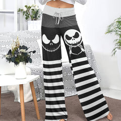 Gothic Grinline Art Women's High-waisted Wide Leg Pants