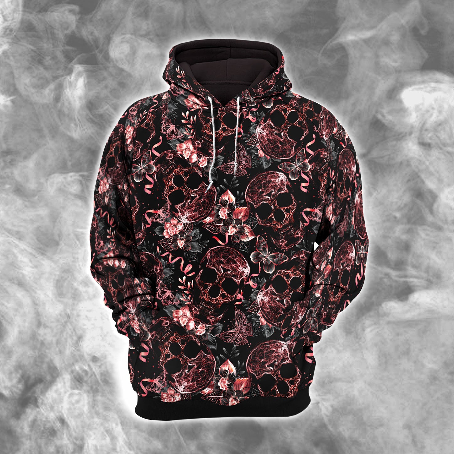 Skull Abstract Effect Butterfly Combo Hoodie and Leggings - Dark and edgy matching set with skull designs for a unique and stylish look.