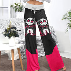 Pink Couple Art Women's High-waisted Wide Leg Pants