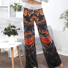 Rebel Skull Eagle Art Banner Women's High-waisted Wide Leg Pants