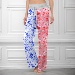 Electric Heart Skull Mix Women's High-waisted Wide Leg Pants