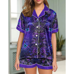 Chic and stylish women's pajama set with unique design prints and statement sleeves, Soft and luxurious fabrics make this pajama set perfect for bedtime or lounging at home.