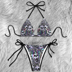 Holographic Afterlife Skull Micro Triangle Bikini Swimsuit