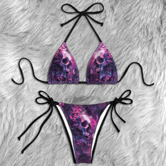 Skull Floral Afterlife Micro Triangle Bikini Swimsuit