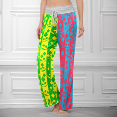 Twisted Geometry Skull Diamond Women's High-waisted Wide Leg Pants